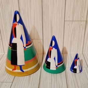 A Unique Russian Nesting Cone 3pc./6" Rare handmade Unique